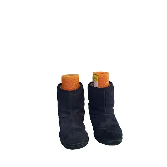 LL Bean Kids Boots Toddlers 12 Wicked Cozy Suede Leather Slip On Navy Fur Lined - Picture 5 of 10
